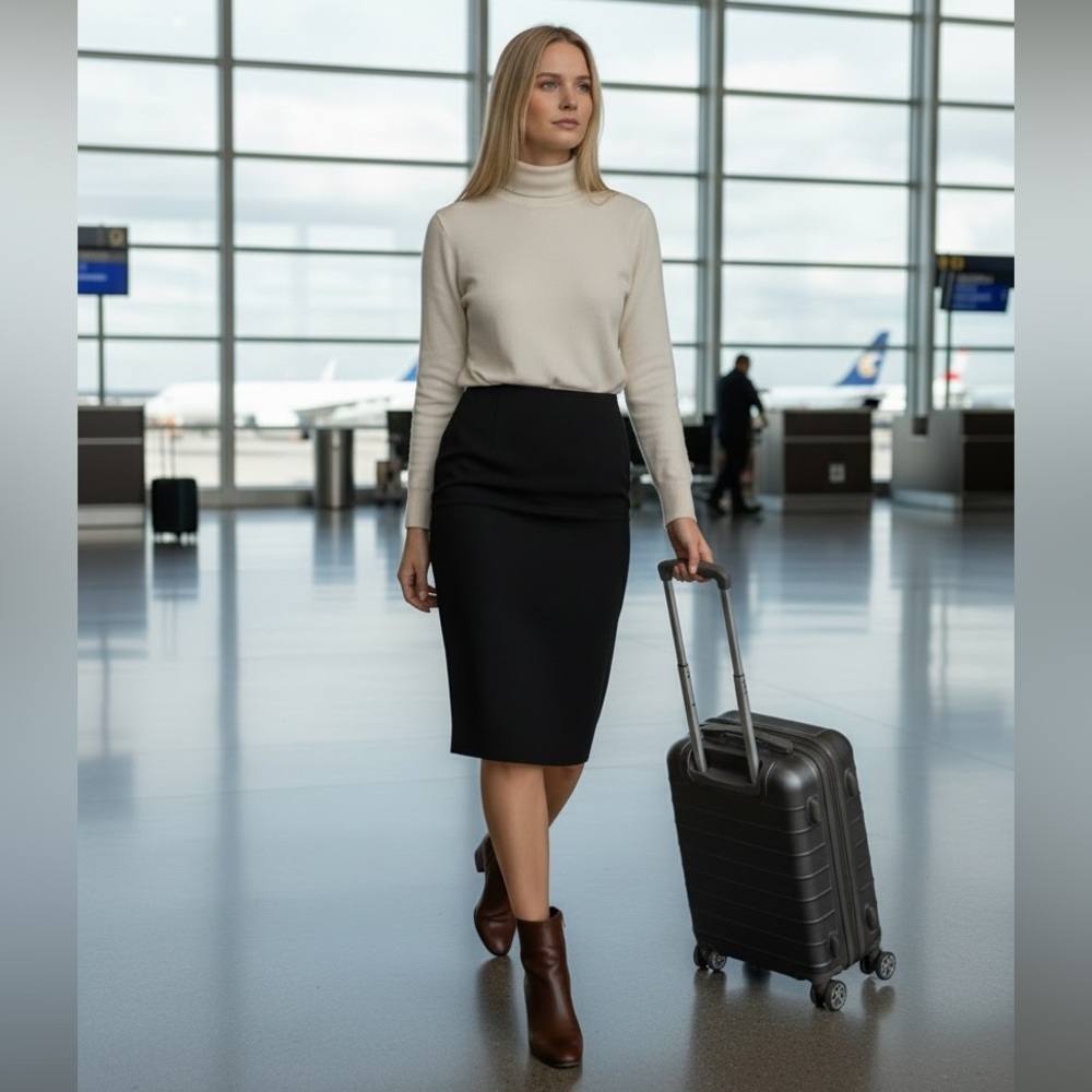 TRAVEL FRIENDLY - Boston Proper Black Pencil Skirt - Picture 2 of 10